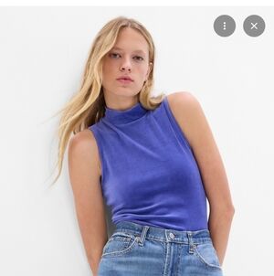 GAP Royal Blue Velour Mockneck Bodysuit